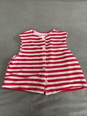 Missguided Red and White Striped Knit Button-Front Tank